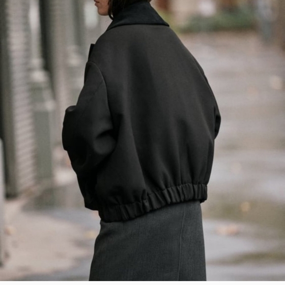 ZARA Black Bomber Jacket - Picture 2 of 15